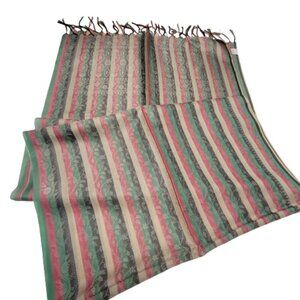 Stripe Brown Scarf Thin Long Striped Rectangular Polyester Light and Thin - NEW